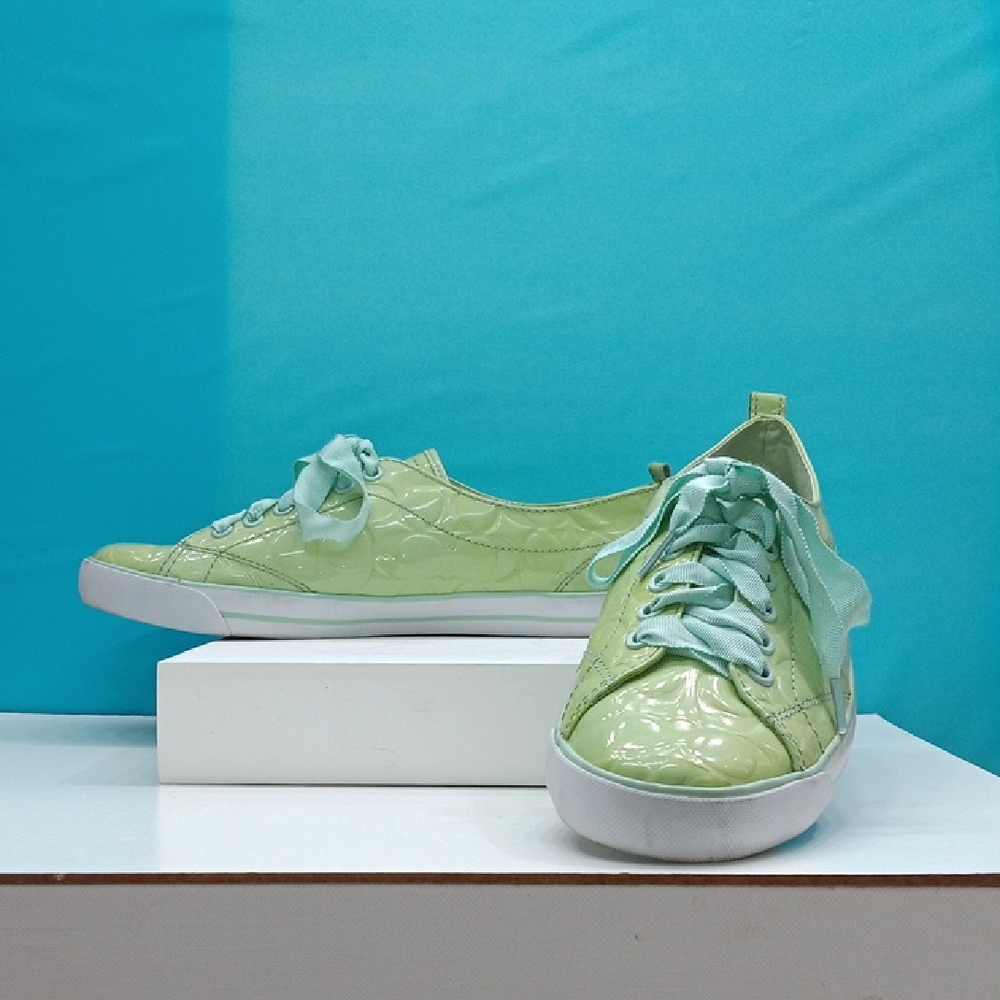Coach Women's Patent Leather Sneakers in Mint Green Size11B